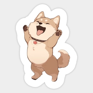 Cute Akita Dog Jumping Sticker